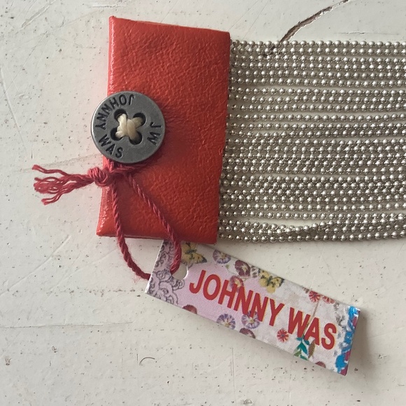 NWT Johnny Was Kenwyn Silver Multi Chain Bracelet w/ leather edges - Picture 4 of 5